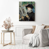 Woman Reading | Diamond Painting Displayed as Home Decor