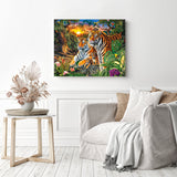 Tigers Family | Diamond Painting Displayed as Home Decor