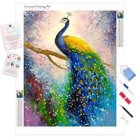 Colorful Peacock | Diamond Painting Kit - Full Drill - Square or Round Diamonds with AB Drills Option