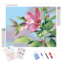 The Pinky Hummingbird | Diamond Painting Kit - Full Drill - Square or Round Diamonds with AB Drills Option