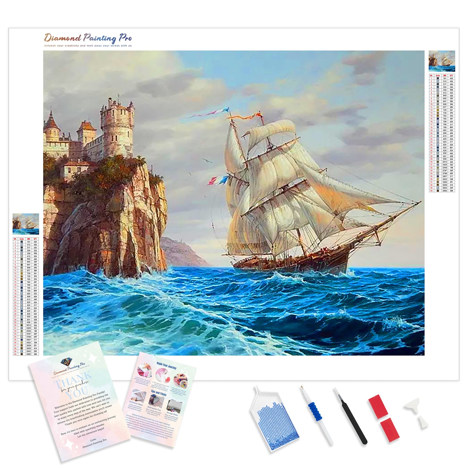 Sailboats in the Wind | Diamond Painting Kit - Full Drill - Square or Round Diamonds with AB Drills Option