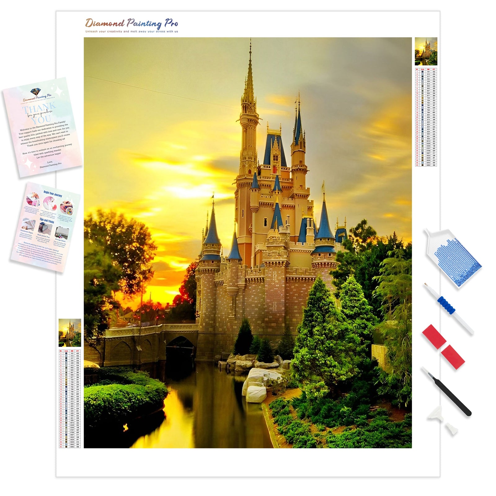 Castle under Sunset | Diamond Painting Kit - Full Drill - Square or Round Diamonds with AB Drills Option