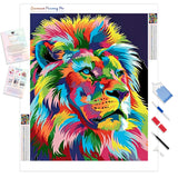Colorful Abstract Lion | Diamond Painting Kit - Full Drill - Square or Round Diamonds with AB Drills Option