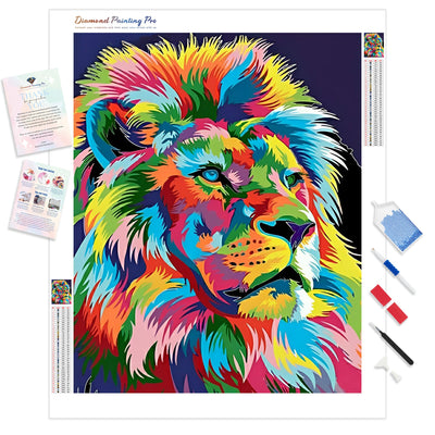 Colorful Abstract Lion | Diamond Painting Kit - Full Drill - Square or Round Diamonds with AB Drills Option