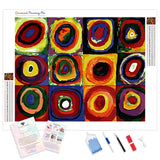 Color Study Squares with Concentric Circles | Diamond Painting Kit - Full Drill - Square or Round Diamonds with AB Drills Option