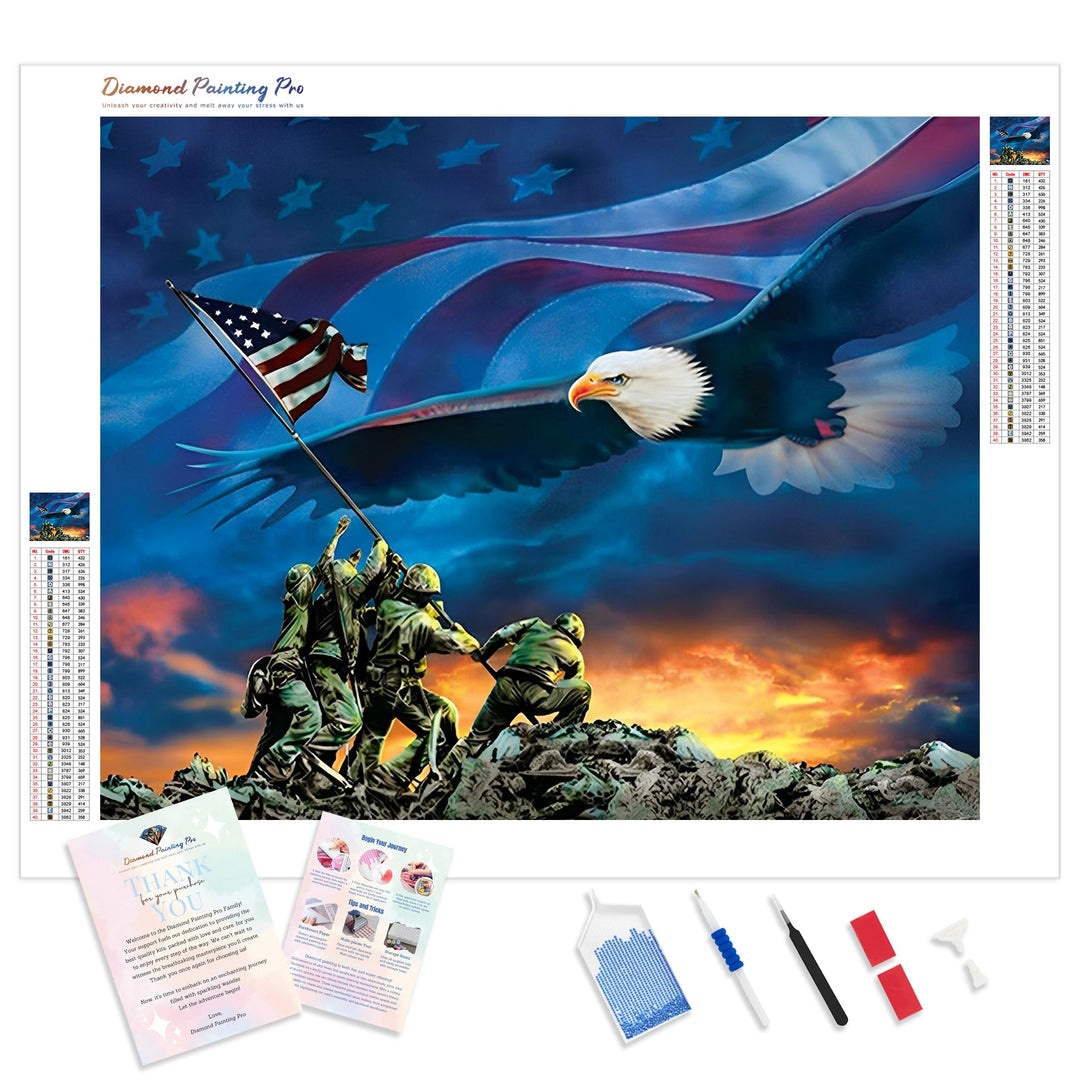 American Eagle Flag | Diamond Painting Kit - Full Drill - Square or Round Diamonds with AB Drills Option