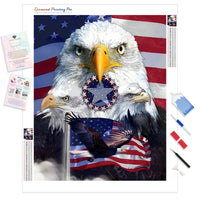 Flag and Eagles | Diamond Painting Kit - Full Drill - Square or Round Diamonds with AB Drills Option