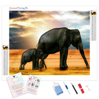 Mother and Daughter Elephant | Diamond Painting Kit - Full Drill - Square or Round Diamonds with AB Drills Option