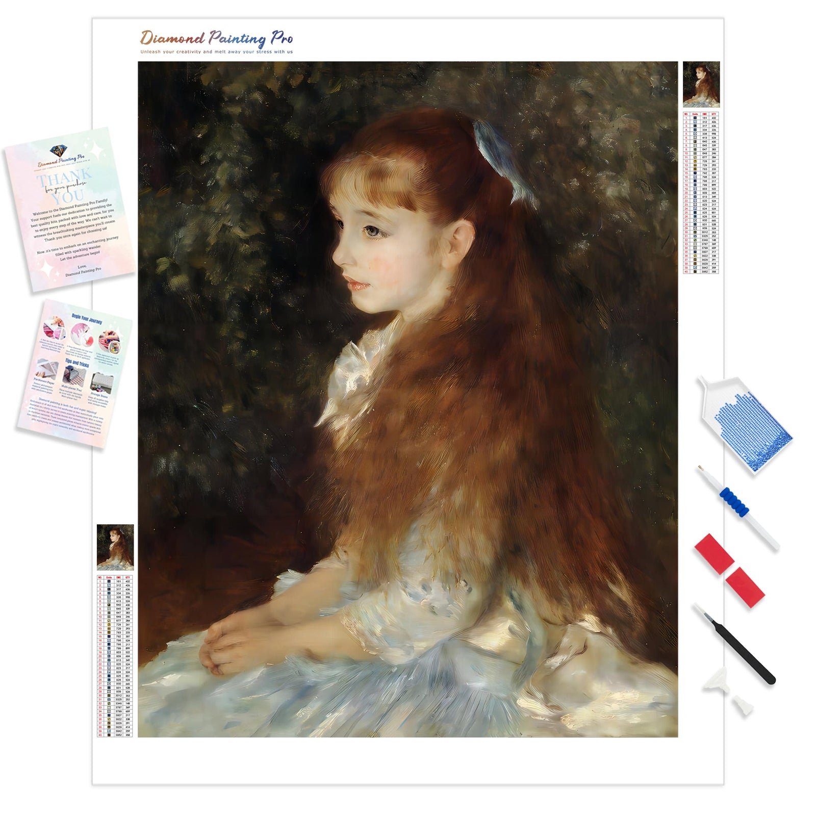 Portrait of Irène Cahen d'Anvers | Diamond Painting Kit - Full Drill - Square or Round Diamonds with AB Drills Option