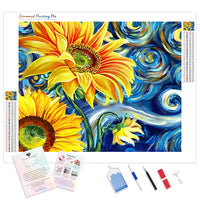 Sunflower Starry Night | Diamond Painting Kit - Full Drill - Square or Round Diamonds with AB Drills Option