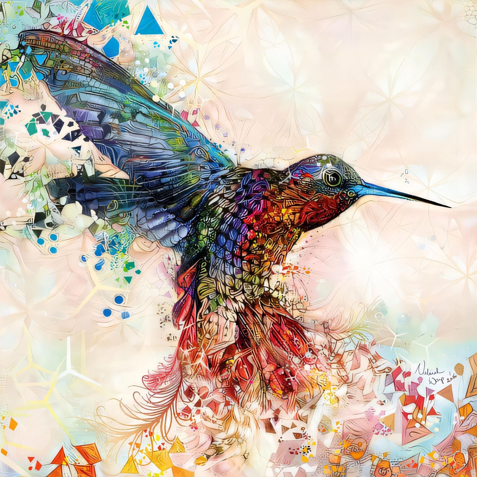 Hummingbird Mandala | Diamond Painting Design - Full Drill Diamond Art with 5d Square or Round Diamonds - AB Drills Available