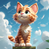 Orange Tabby Cat Gaze | Diamond Painting Design - Full Drill Diamond Art with 5d Square or Round Diamonds - AB Drills Available