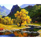 Yellow Trees | Diamond Painting Design - Full Drill Diamond Art with 5d Square or Round Diamonds - AB Drills Available