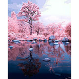 Reflection of Pink Woods | Diamond Painting Design - Full Drill Diamond Art with 5d Square or Round Diamonds - AB Drills Available