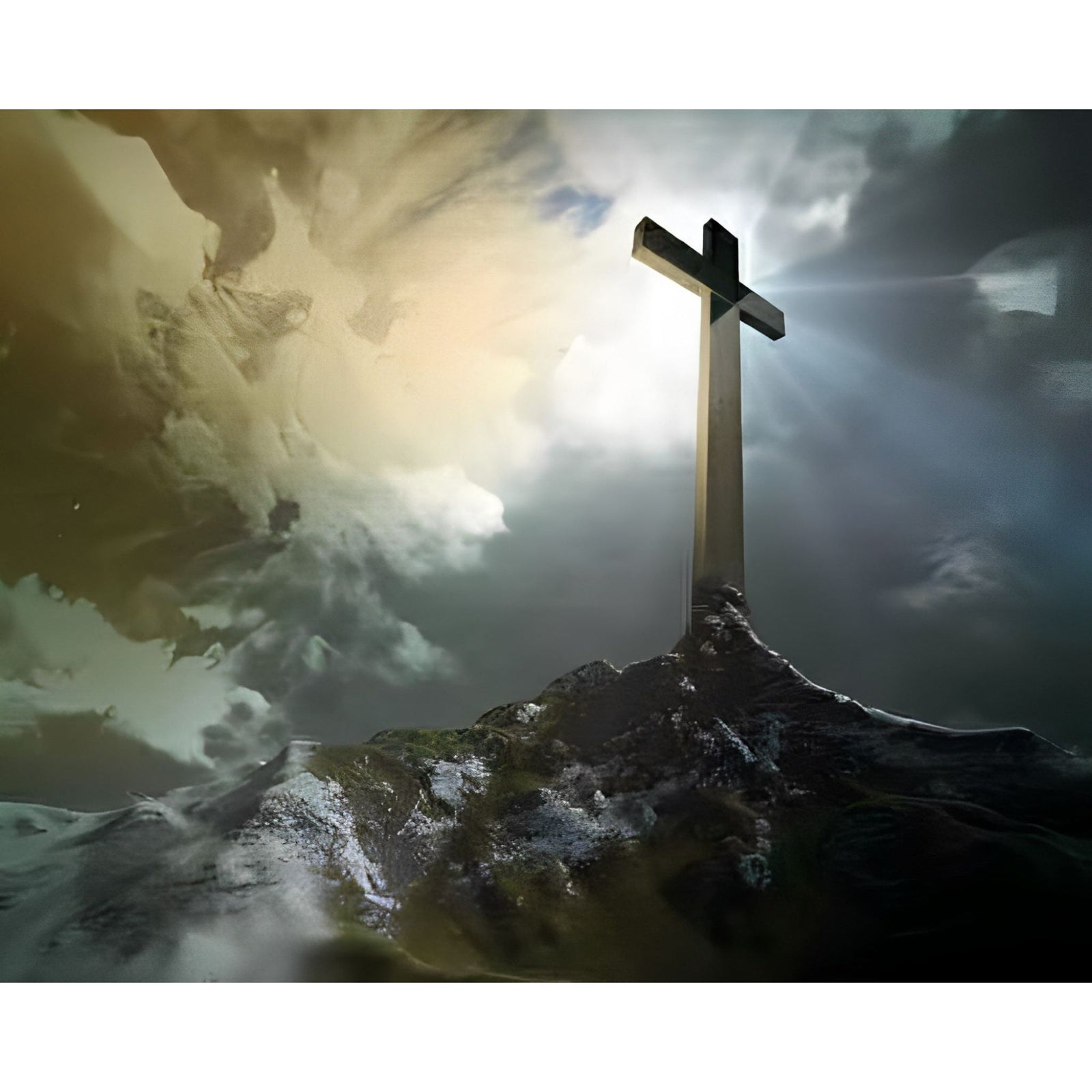 Cross on the Hills | Diamond Painting Design - Full Drill Diamond Art with 5d Square or Round Diamonds - AB Drills Available