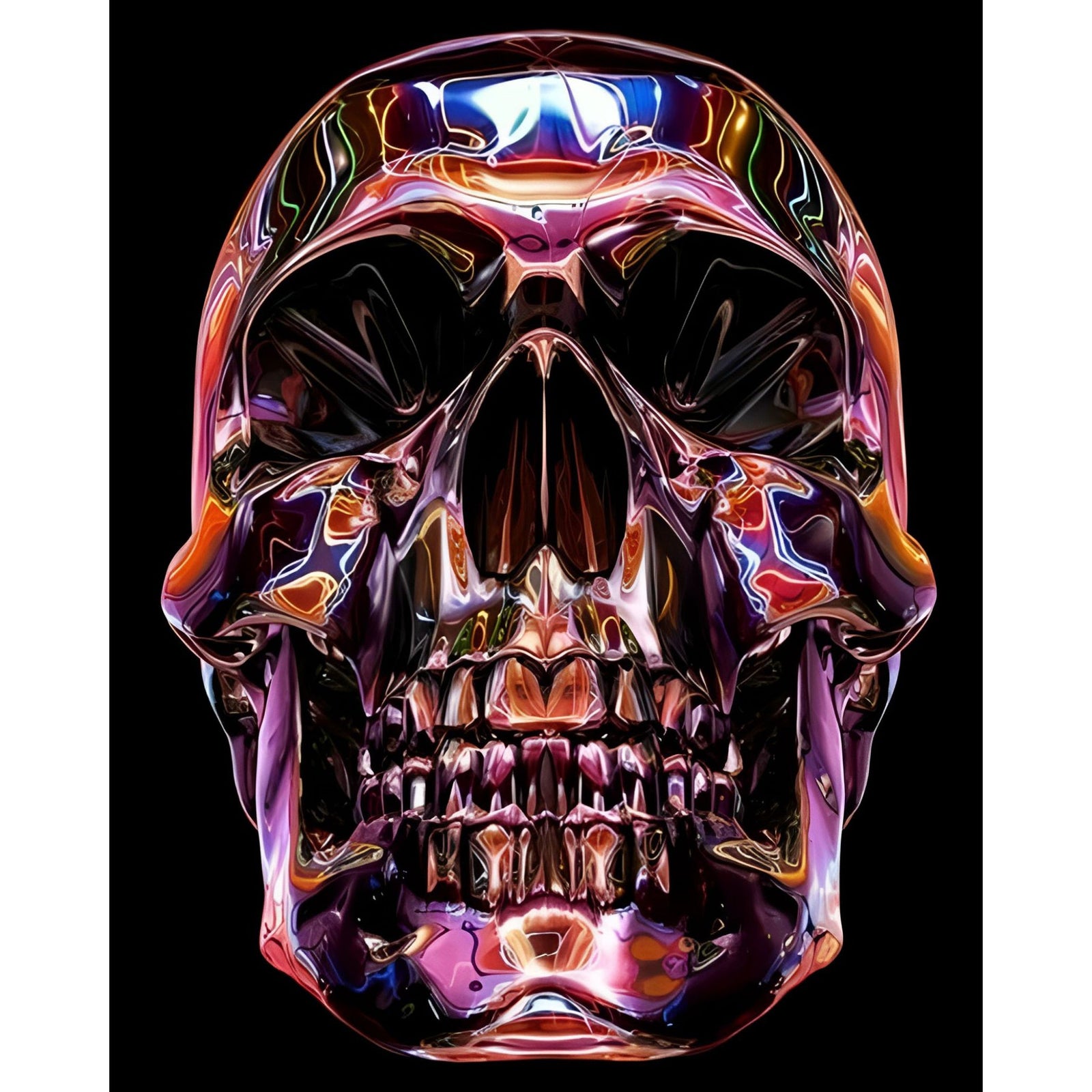 Neon Metallic Skull | Diamond Painting Design - Full Drill Diamond Art with 5d Square or Round Diamonds - AB Drills Available