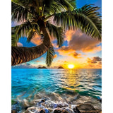 Sun on Seaside | Diamond Painting Design - Full Drill Diamond Art with 5d Square or Round Diamonds - AB Drills Available