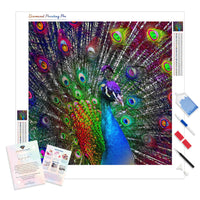 Peacock Showcasing | Diamond Painting Kit - Full Drill - Square or Round Diamonds with AB Drills Option