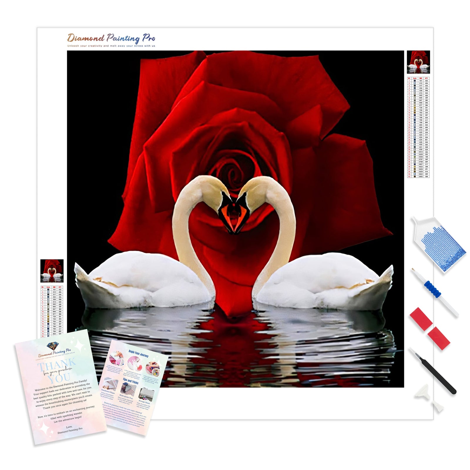 Swans Enchanted Love | Diamond Painting Kit - Full Drill - Square or Round Diamonds with AB Drills Option