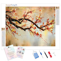 Abstract The plum tree | Diamond Painting Kit - Full Drill - Square or Round Diamonds with AB Drills Option