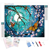 Moon Tree Flowers | Diamond Painting Kit - Full Drill - Square or Round Diamonds with AB Drills Option