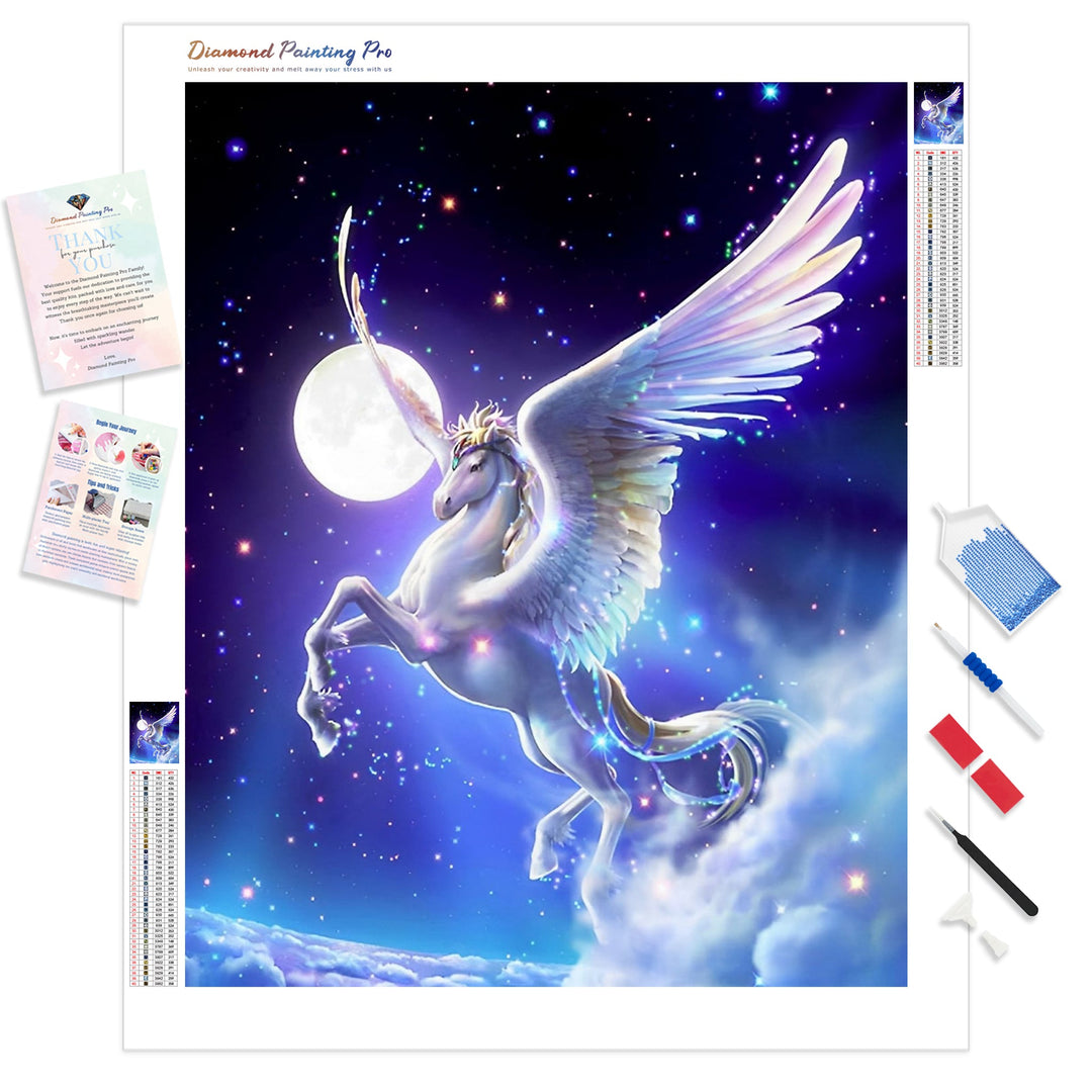 Moonlit Pegasus | Diamond Painting Kit - Full Drill - Square or Round Diamonds with AB Drills Option