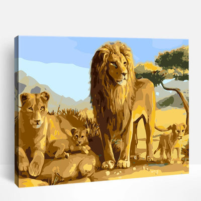 Lion and the Family | Paint By Numbers