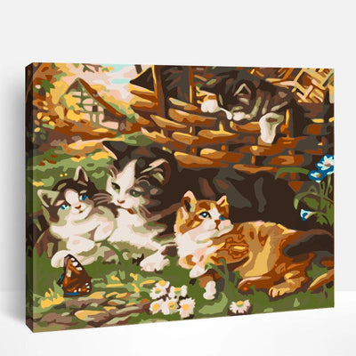 Cute Kittens in Garden | Paint By Numbers