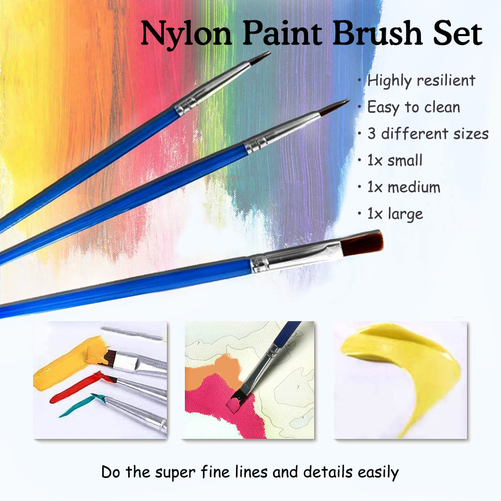 Nylon Paint Brush Set Included - 3 Different Sizes to Meet All Painting Requirements
