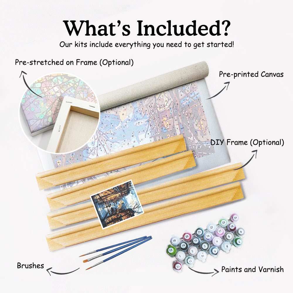 Everything You Need to Get Started is Included in Our Top-Quality Paint by Numbers Kit