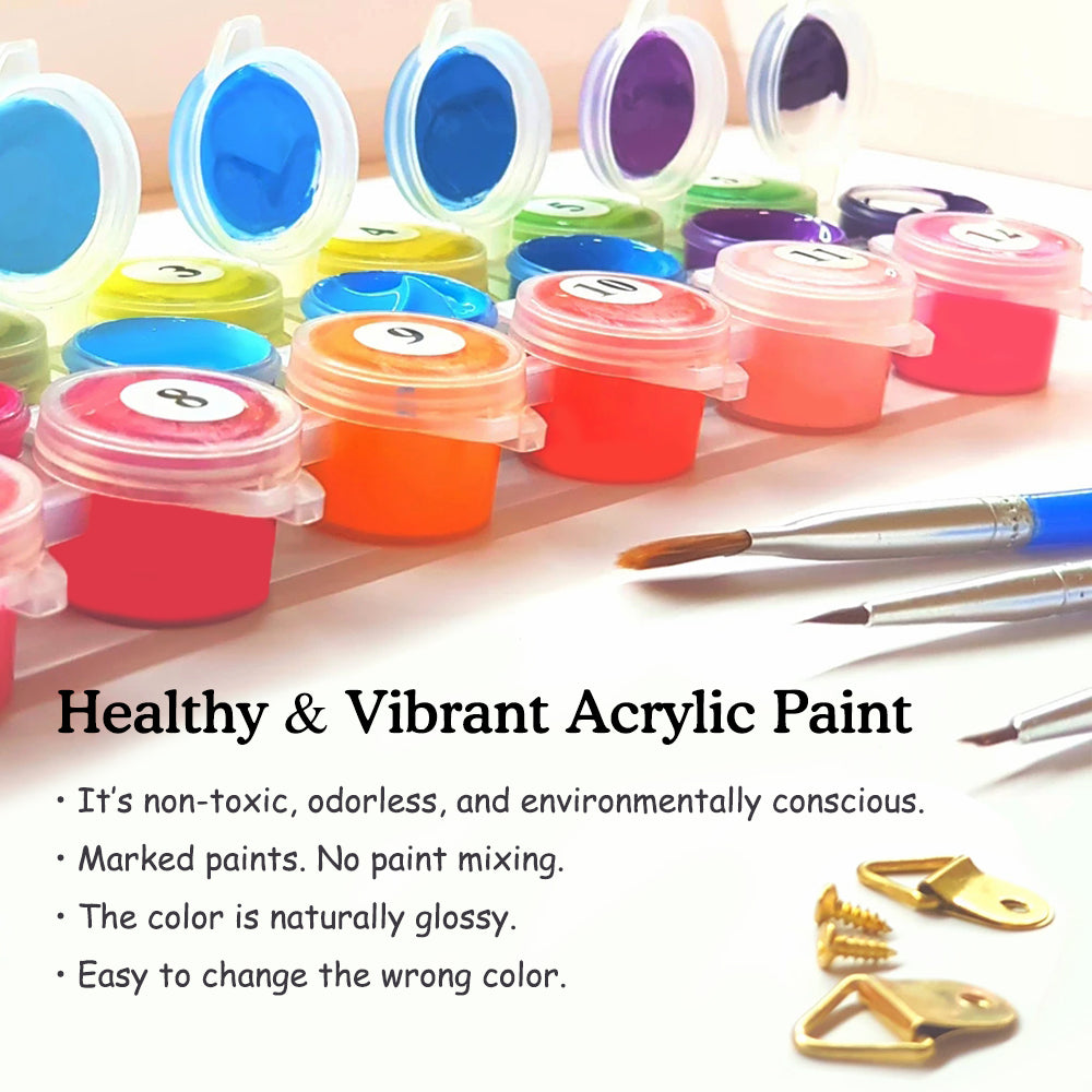 Our Kits Include Non-toxic, Odorless and Vibrant Acrylic Paint