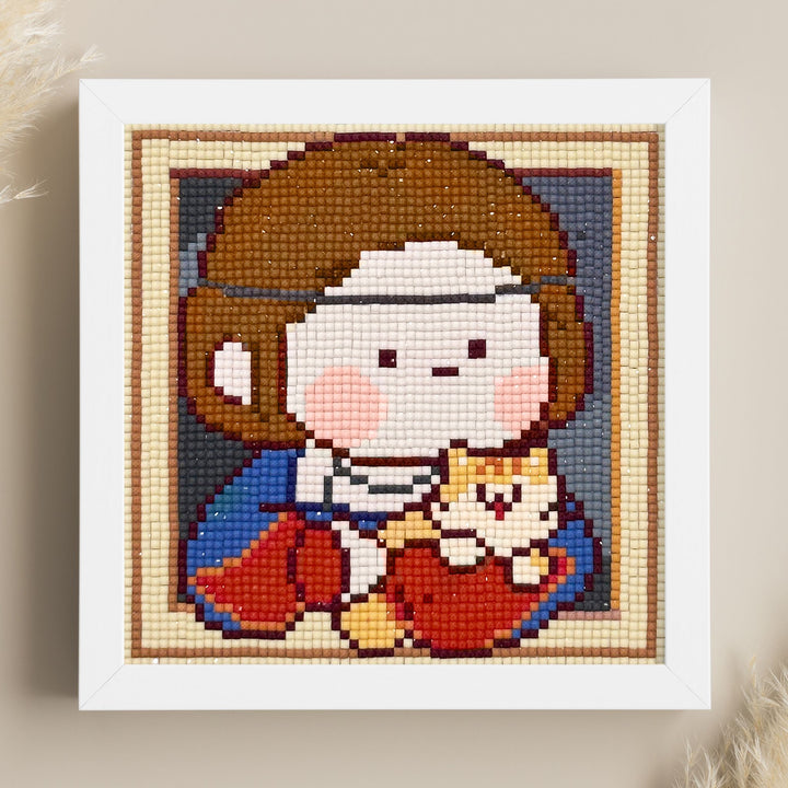 Lady with Her Kitty | Frame Included | Diamond Painting