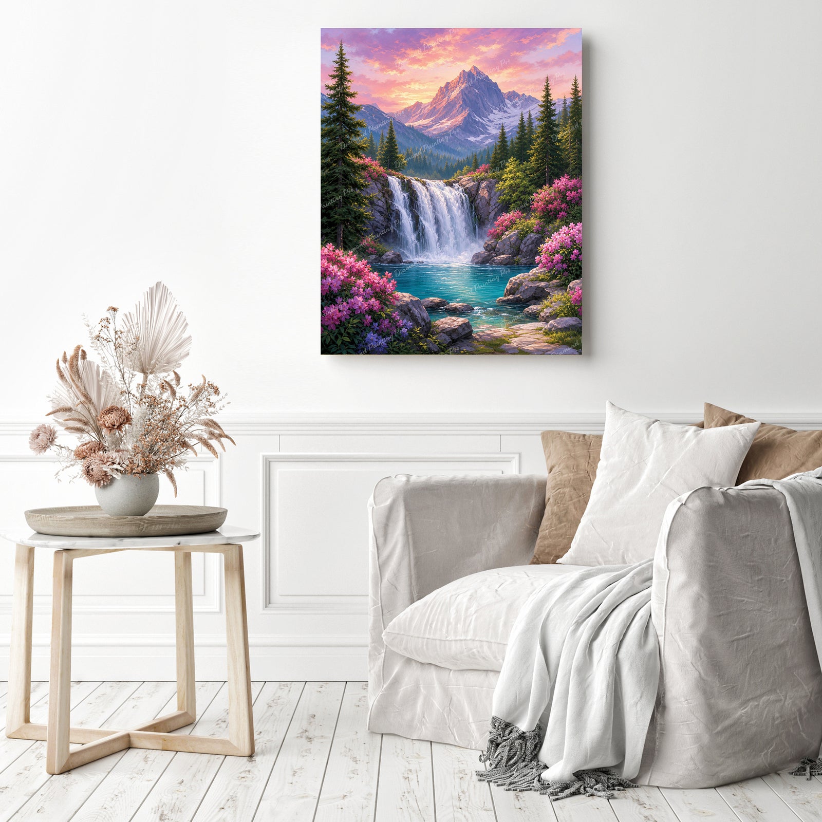 Alpine Floral Falls Diamond Painting as Home Decor