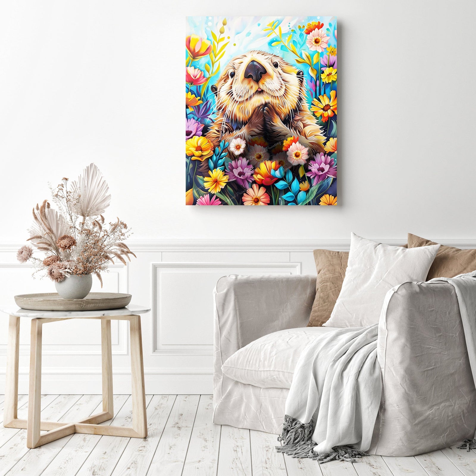 Otterly Adorable Blooms | Diamond Painting Displayed as Home Decor