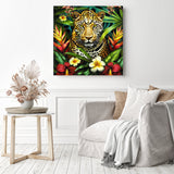 Jungle Leopard | Diamond Painting Displayed as Home Decor