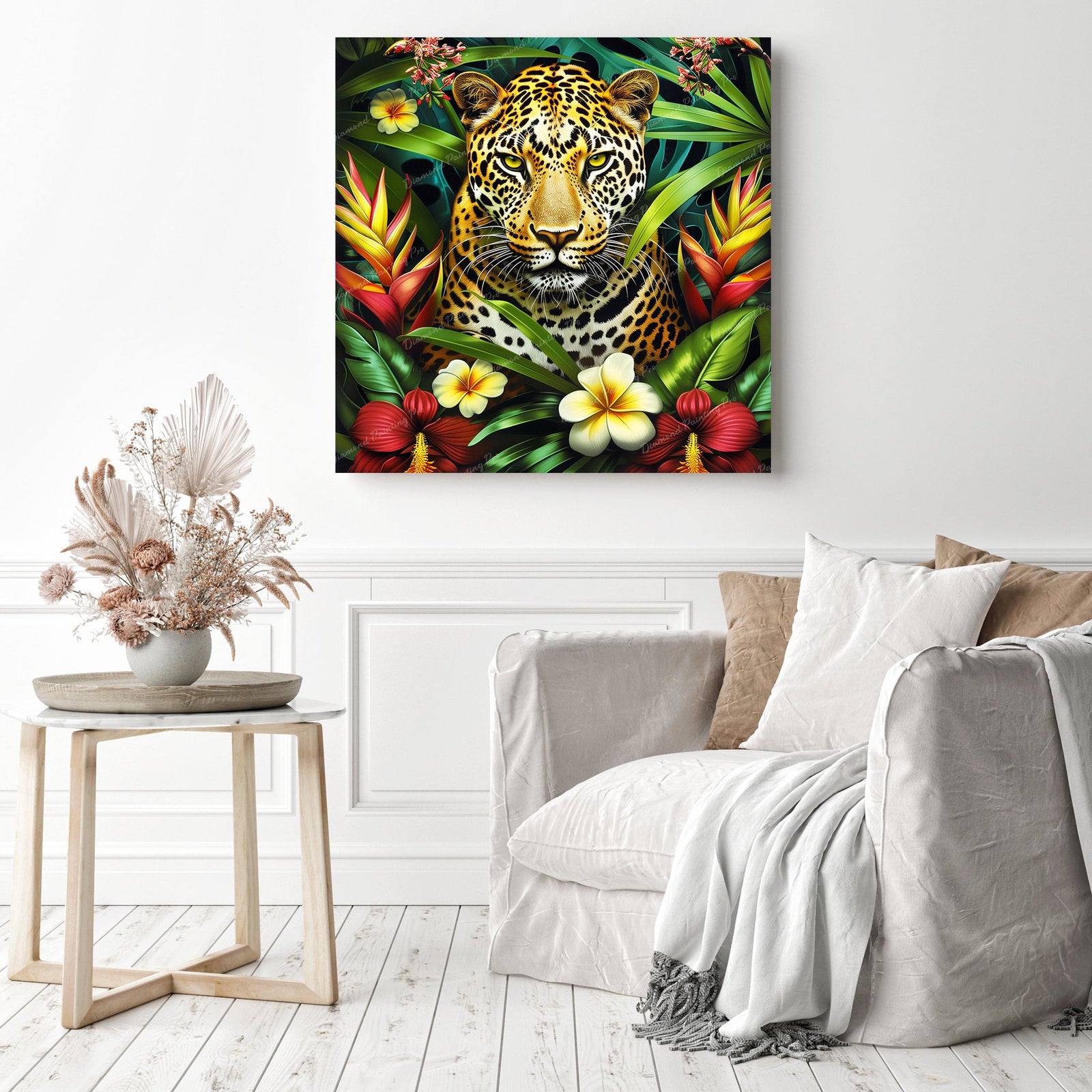 Jungle Leopard | Diamond Painting Displayed as Home Decor