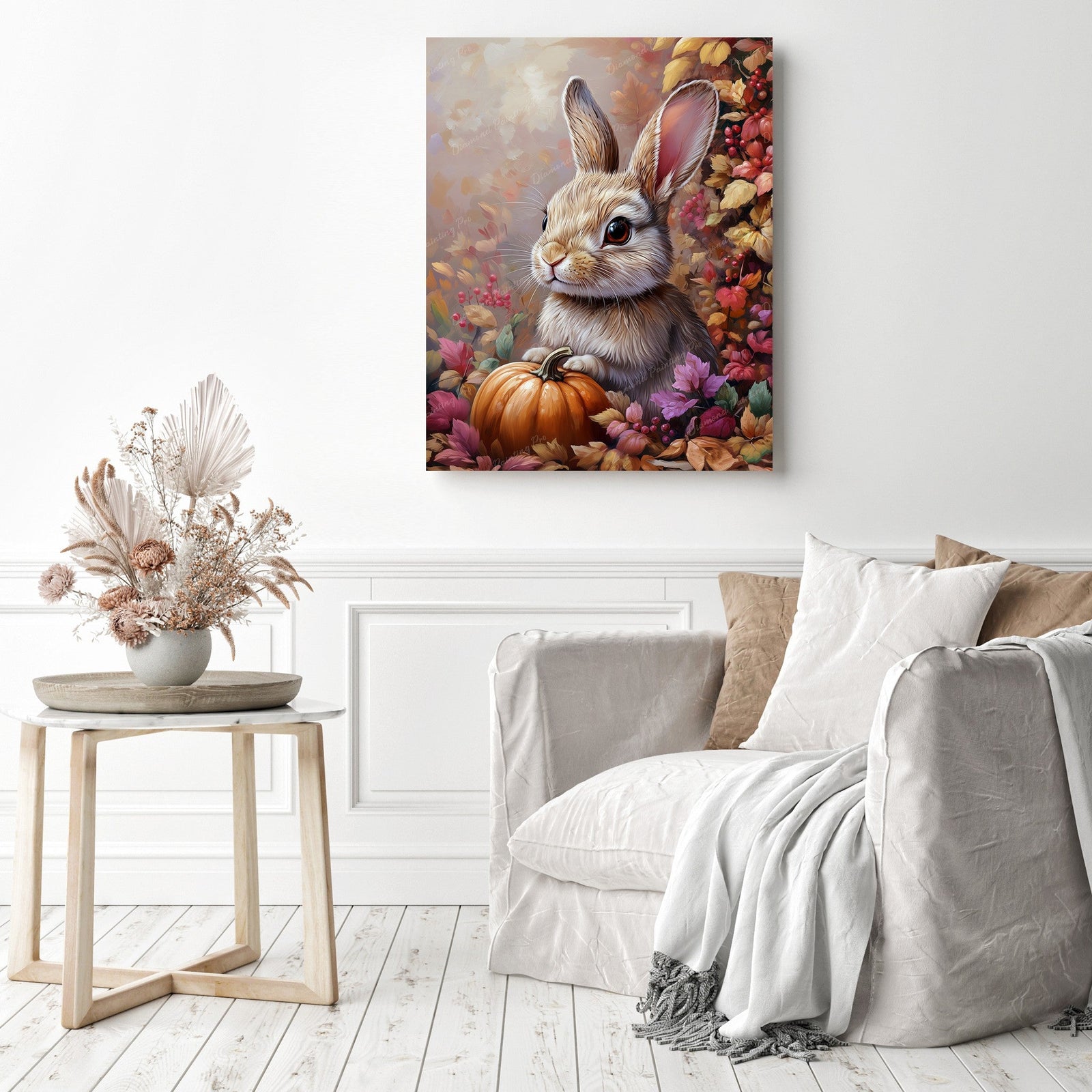 Autumn Bunny Diamond Painting as Home Decor