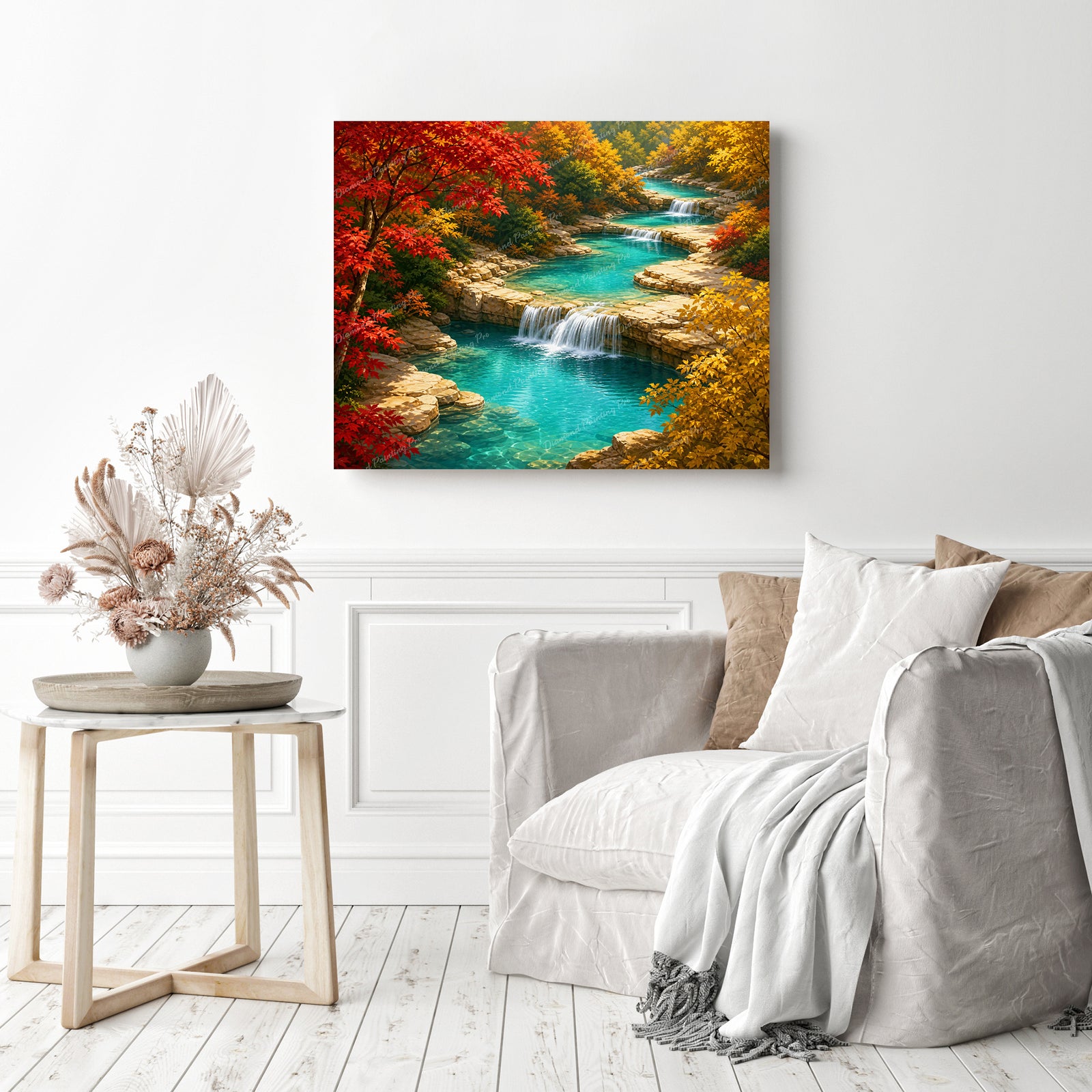 Autumn Forest Stream Diamond Painting as Home Decor