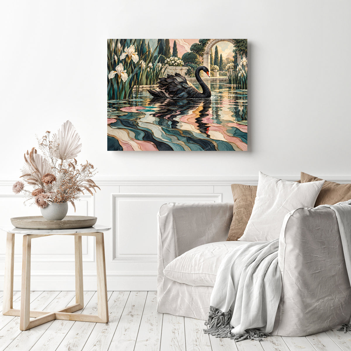 Black Swan Reflection Diamond Painting as Home Decor