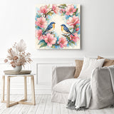 Bluebird and Floral Wreath Diamond Painting as Home Decor