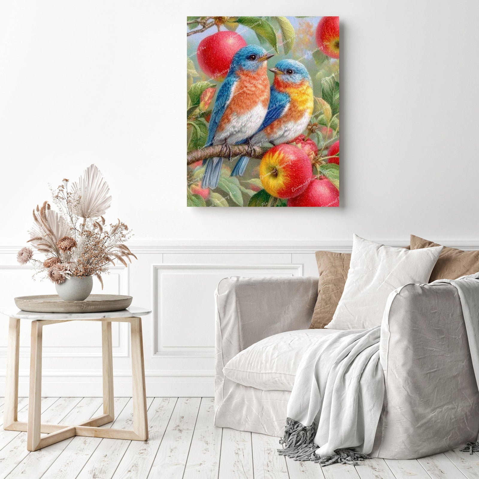 Bluebirds and Apple Tree Diamond Painting as Home Decor