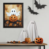 Boo and Pumpkin | Diamond Painting Displayed as Home Decor