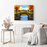 Bridge to Cozyville | Diamond Painting Displayed as Home Decor