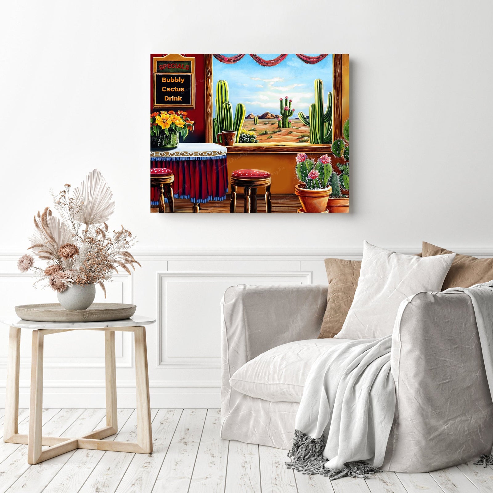 Cactus Cafe Oasis | Diamond Painting Displayed as Home Decor