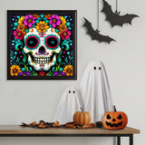 Candy Sugar Skull | Diamond Painting Displayed as Home Decor