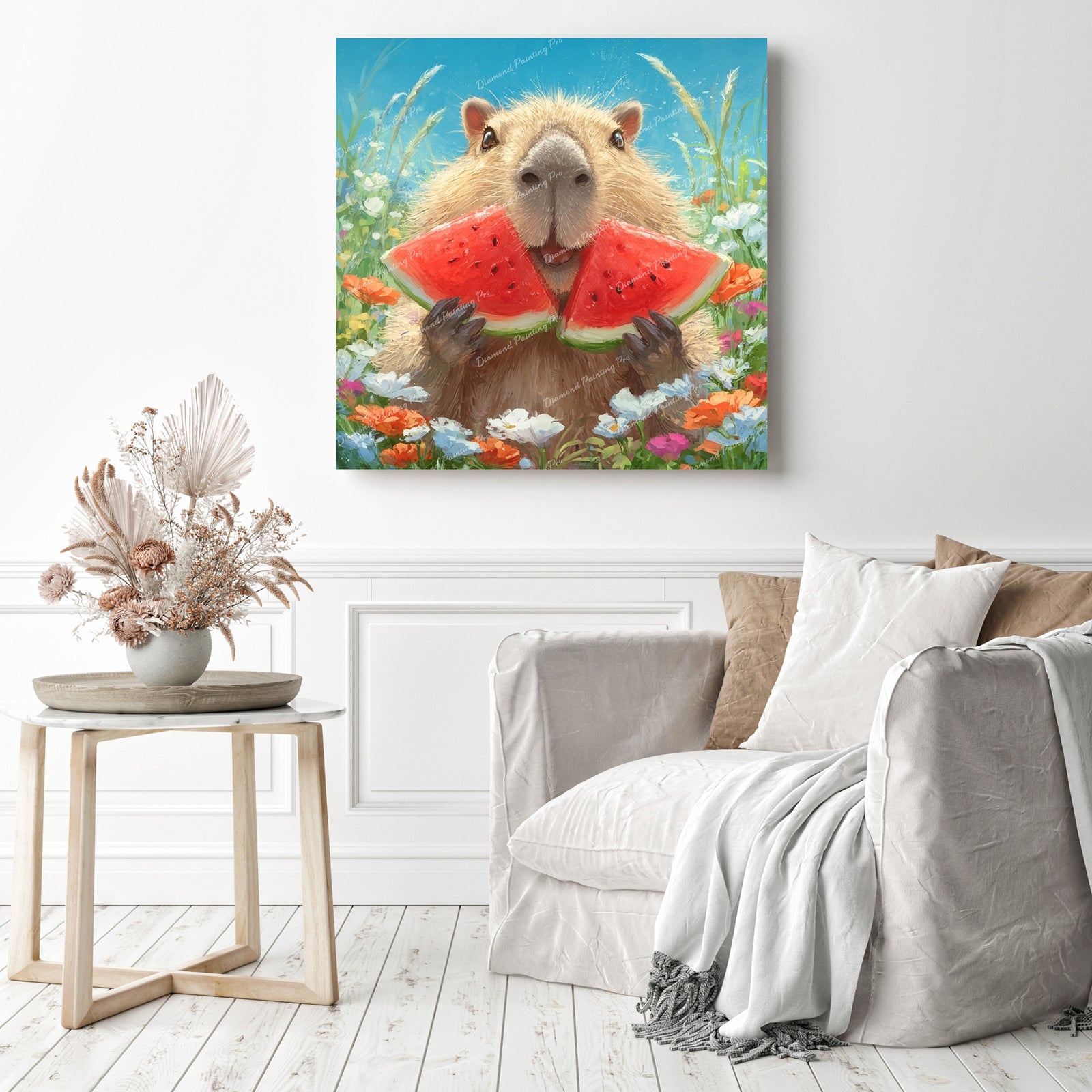 Capybara and Watermelon Diamond Painting as Home Decor