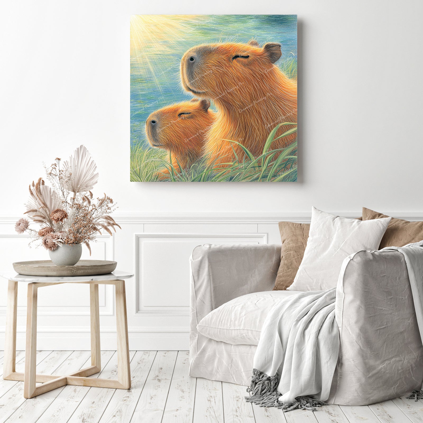 Capybaras in the Sun Diamond Painting as Home Decor