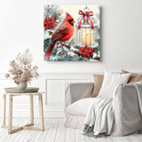 Christmas Cardinal Glow Diamond Painting as Home Decor