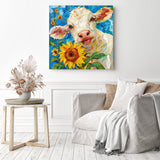 Sunflower Calf | Diamond Painting Displayed as Home Decor