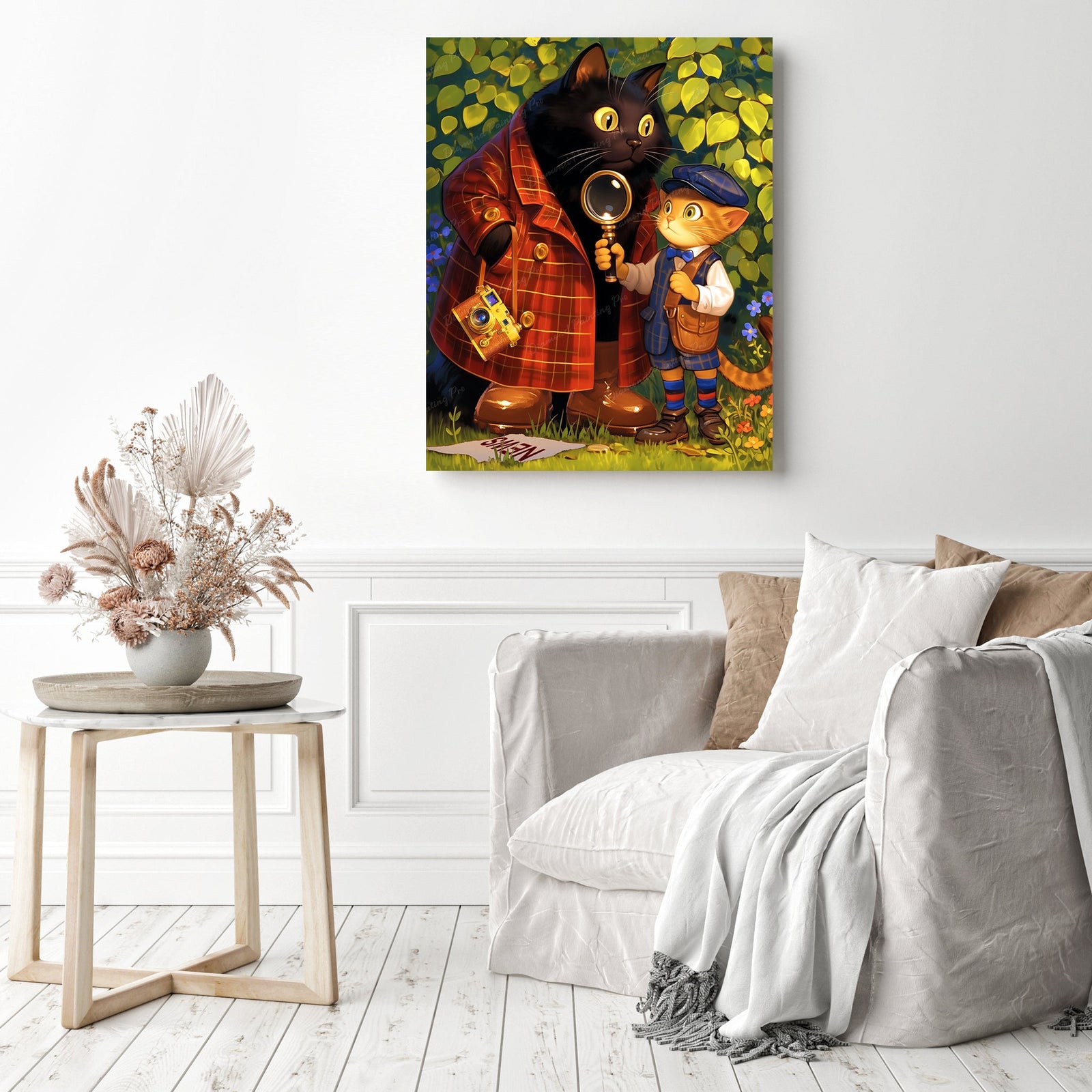 Detective Whiskers | Diamond Painting Displayed as Home Decor